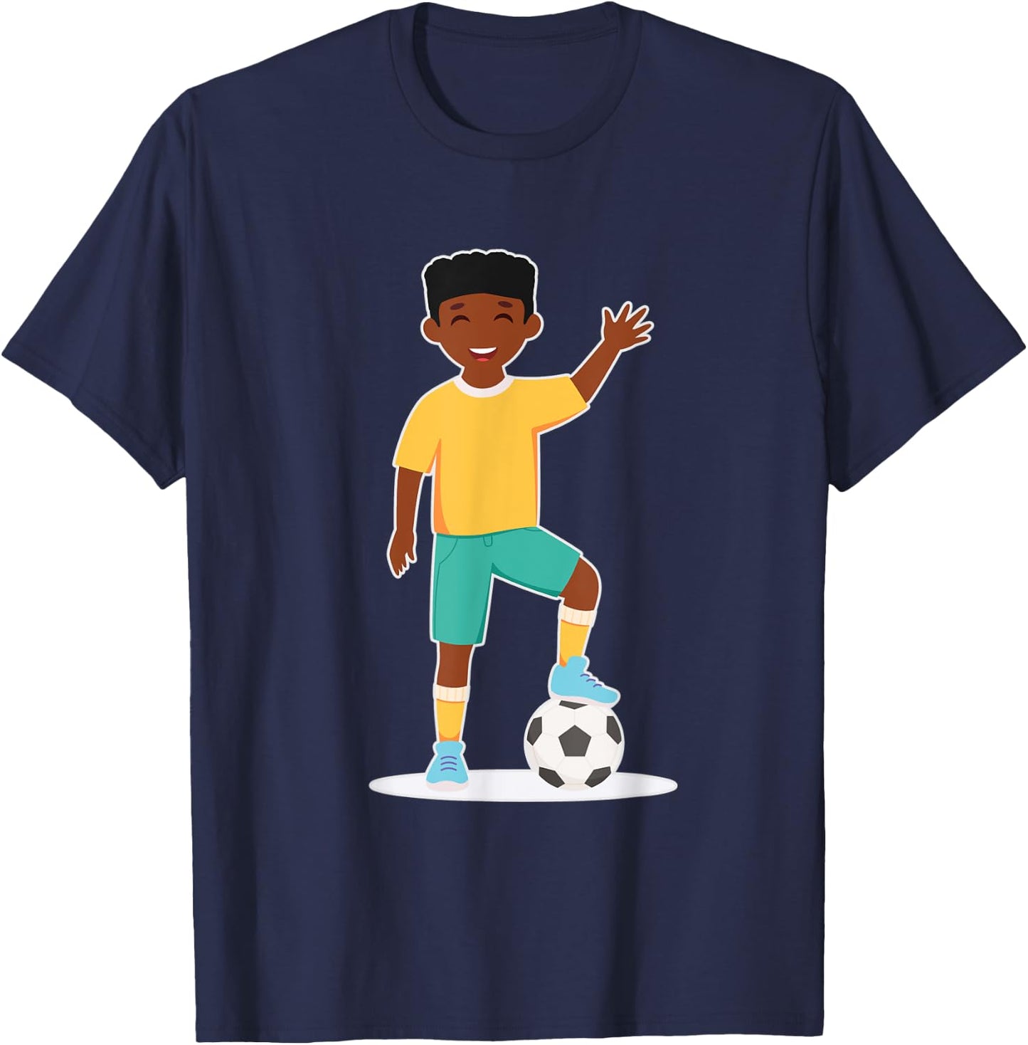 African American Boy / Kids Soccer Player T-Shirt - T-Shirt | Navy