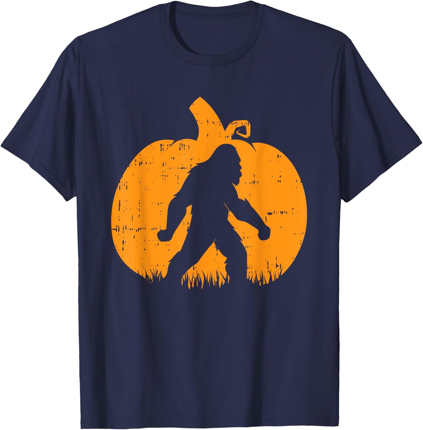 Bigfoot Pumpkin Halloween Costume Sasquatch Men Women Kids T-Shirt - T-Shirt | Navy