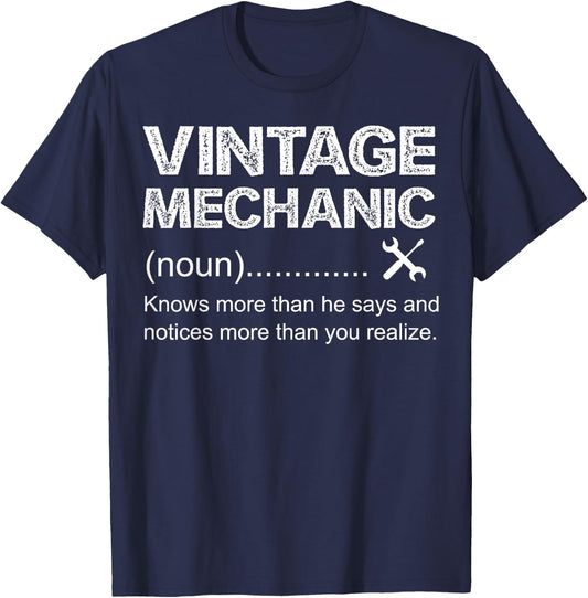 Vintage Mechanic Noun T-Shirt - T-Shirt | Navy