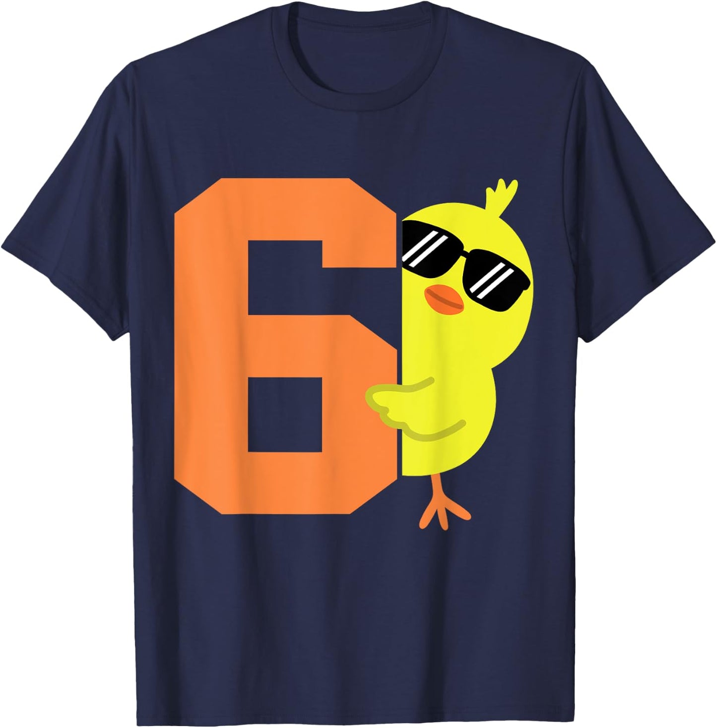 Kids 6th Birthday Chicken Themed Cute 6 Year Old Boys Chick T-Shirt - T-Shirt | Navy
