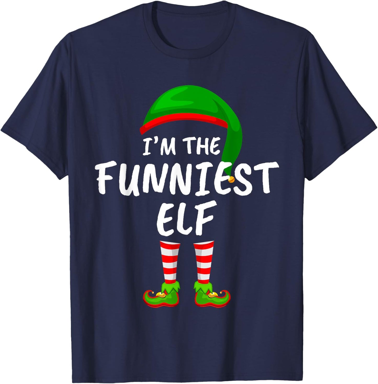 Matching Family Funny I'm The Funniest Elf Christmas T-Shirt - T-Shirt | Navy