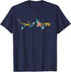 Floral Shark Silhouette Girls Graphic T-Shirt - T-Shirt | Navy