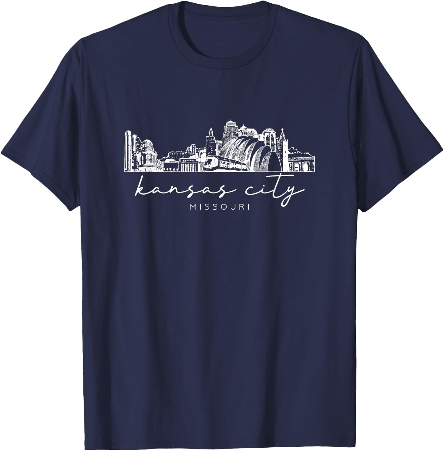 Kansas City Kansas Skyline Missouri Traveling Lover Travel T-Shirt - T-Shirt | Navy