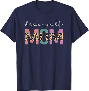 Disc Golf Mom Funny Golf Golfing Lovers Gift Mom Leopard T-Shirt - T-Shirt | Navy
