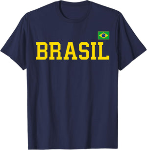Brazil T Shirt Women Men Kids Brasil Gift Brazilian Flag T-Shirt - T-Shirt | Navy