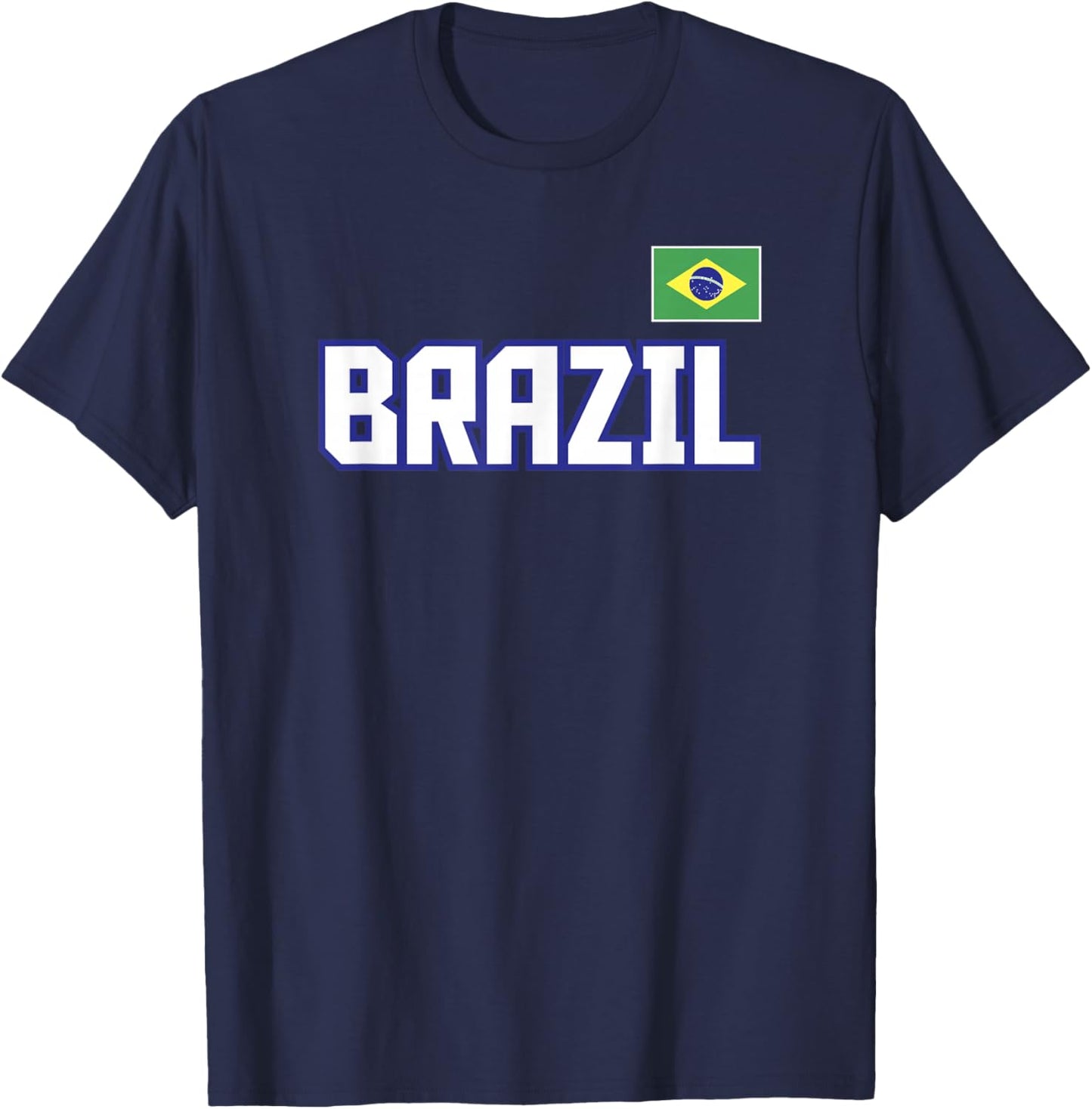 Brazil Flag Brasil Brazilian Pride Athletic Style Country T-Shirt - T-Shirt | Navy
