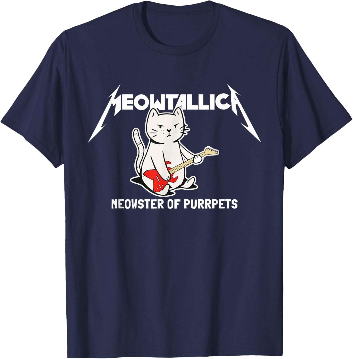 Meowtallica Meowster Of Purrpets - Funny Cat Women Girls Kids T-Shirt - T-Shirt | Navy