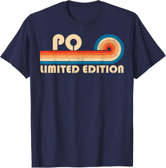 PO Surname Retro Vintage 80s 90s Birthday Reunion T-Shirt - T-Shirt | Navy