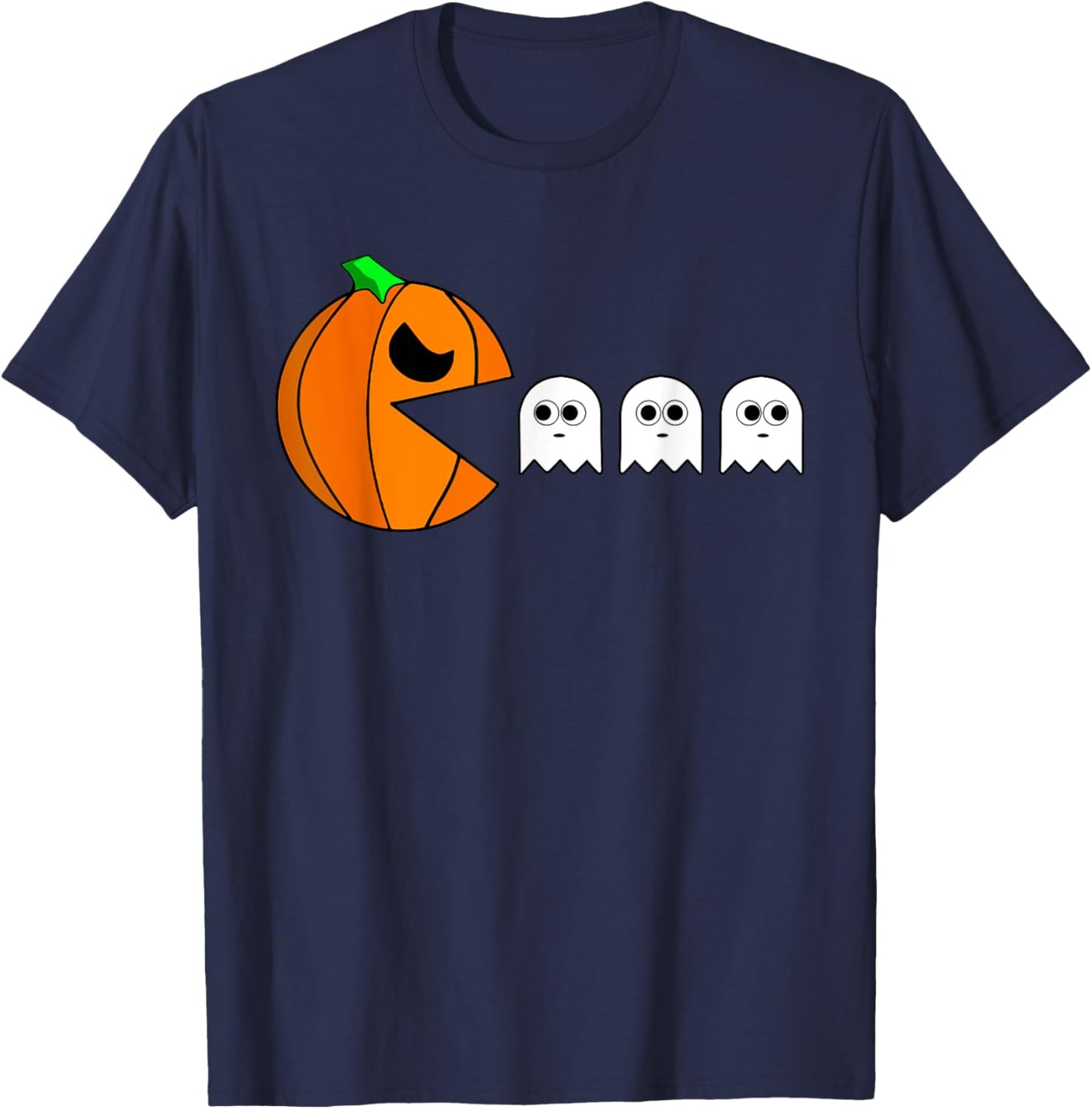 Funny Halloween Pumpkin Eating Ghost Gamer For Boy Girl Kids T-Shirt - T-Shirt | Navy