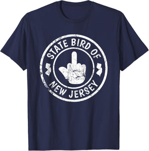 State Bird Of New Jersey Middle Finger Funny Distressed T-Shirt - T-Shirt | Navy