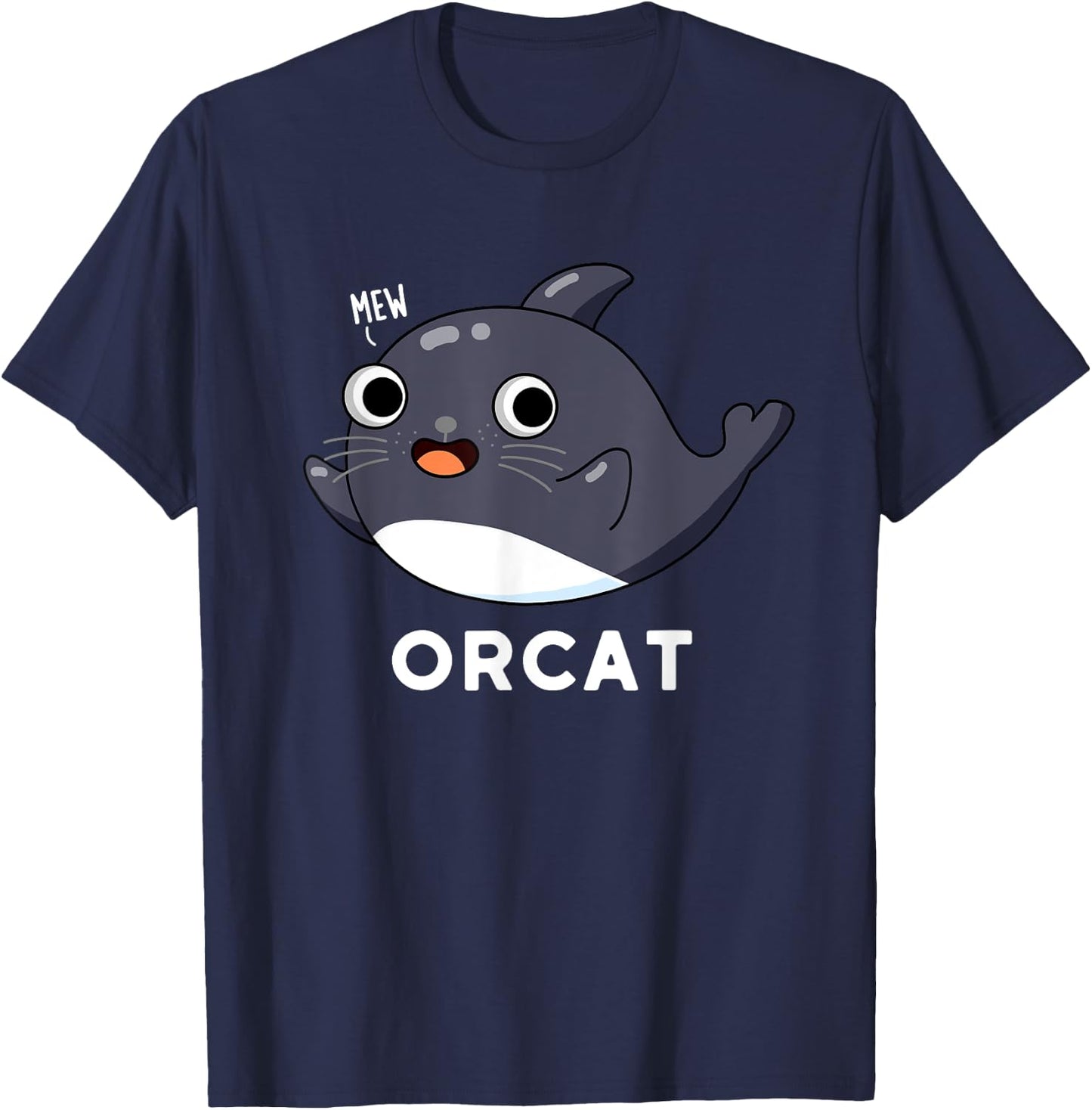Orcat Funny Cat Whale Pun T-Shirt - T-Shirt | Navy