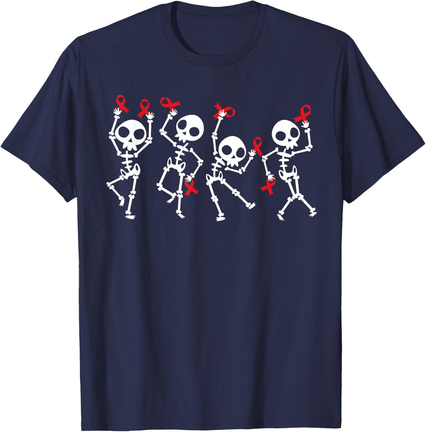 Red Ribbon week Awareness Skeleton Halloween Women Men Kids T-Shirt - T-Shirt | Navy