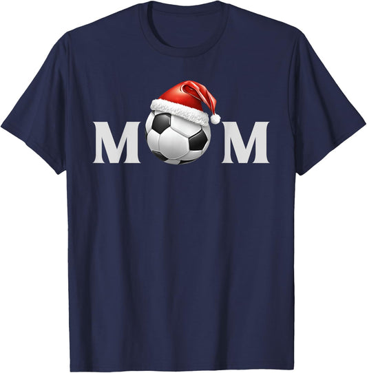 Soccer Ball Christmas Mom Fan Parent Coach Player Graphic T-Shirt - T-Shirt | Navy