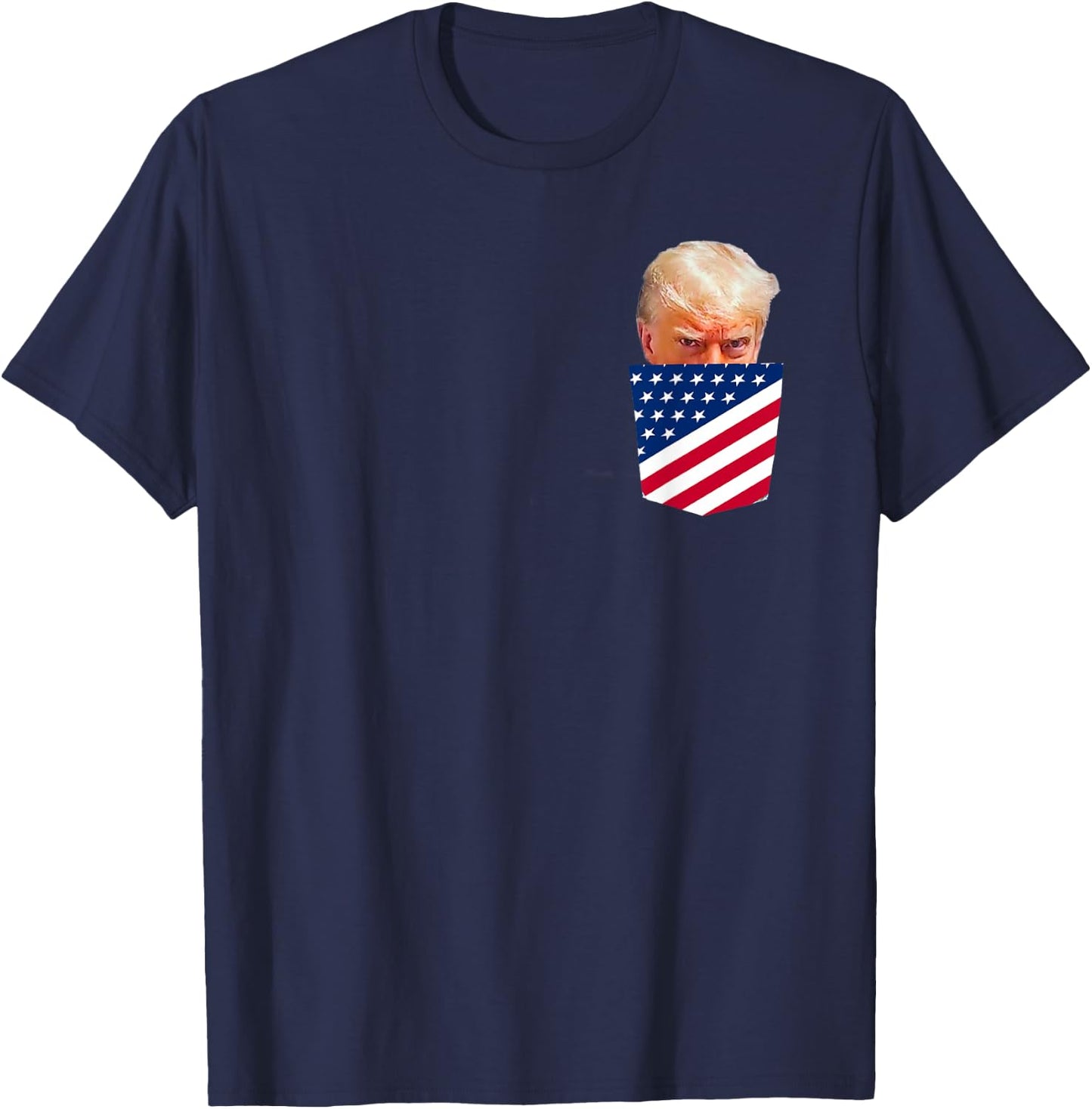 Trump in American Flag Pocket T-Shirt - T-Shirt | Navy