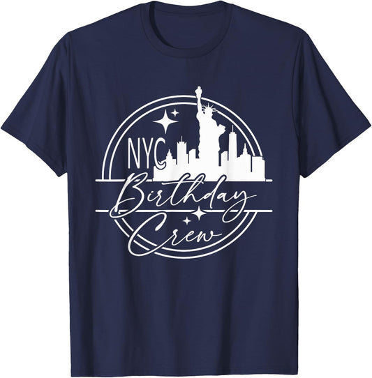 Birthday crew NYC Vacation, Matching 2023 New York City Trip T-Shirt - T-Shirt | Navy
