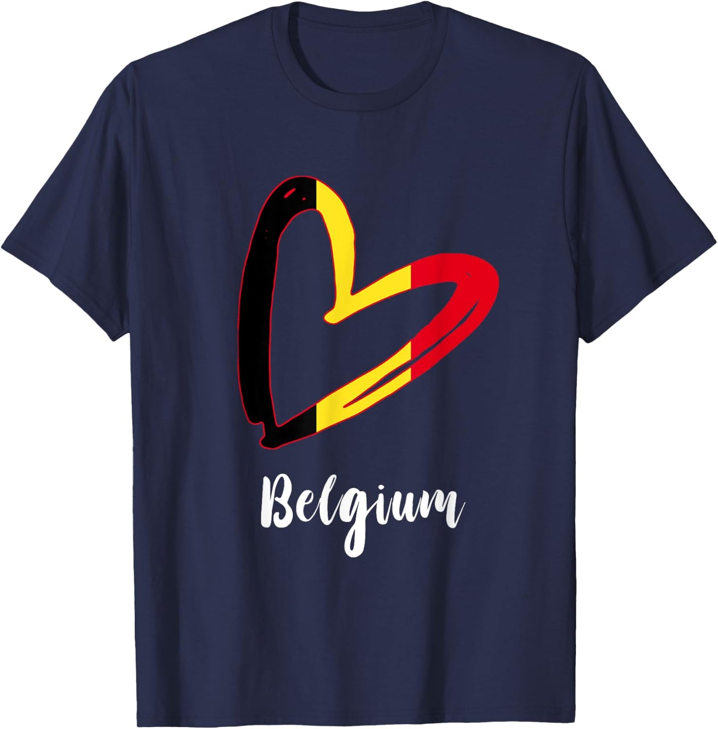 Belgian Roots Heart Belgie Belgian Flag Belgique Belgium T-Shirt - T-Shirt | Navy