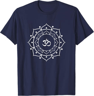 OM Yellow Yoga T-Shirt - T-Shirt | Navy