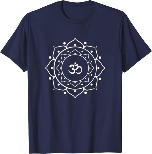 OM Yellow Yoga T-Shirt - T-Shirt | Navy