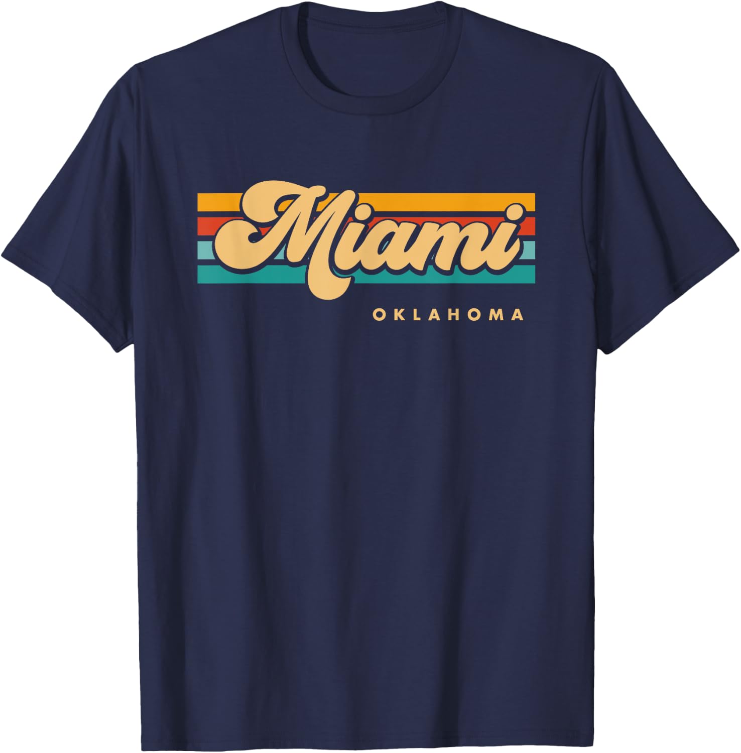 Vintage Sunset Stripes Miami, Oklahoma T-Shirt - T-Shirt | Navy
