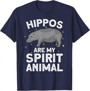 Funny Hippopotamus Design Women Animal Hippo Lover T-Shirt - T-Shirt | Navy