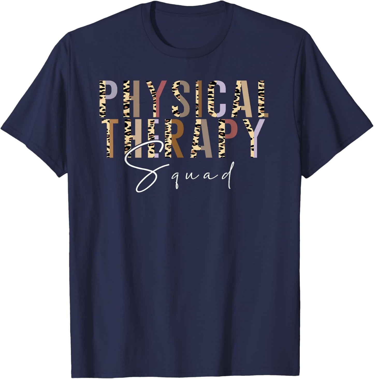 Physical Therapy Squad Leopard Plaid Appreciation Therapist T-Shirt - T-Shirt | Navy