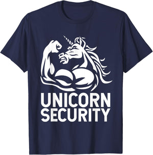 Unicorn Security Halloween Dad Mom Daughter Adult Costume T-Shirt - T-Shirt | Navy