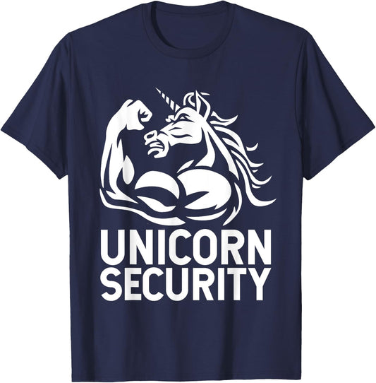 Unicorn Security Halloween Dad Mom Daughter Adult Costume T-Shirt - T-Shirt | Navy