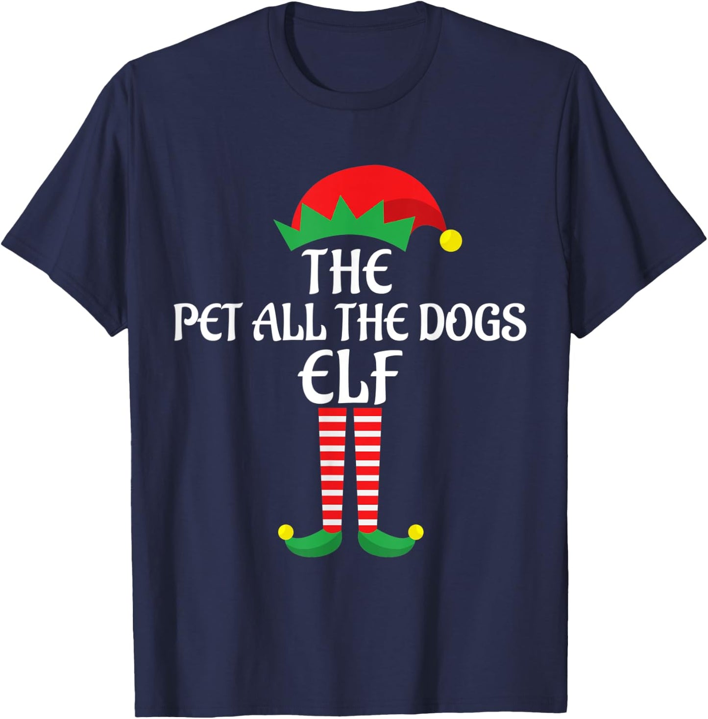 Pet All the Dogs Elf Christmas Theme Family Group Matching T-Shirt - T-Shirt | Navy