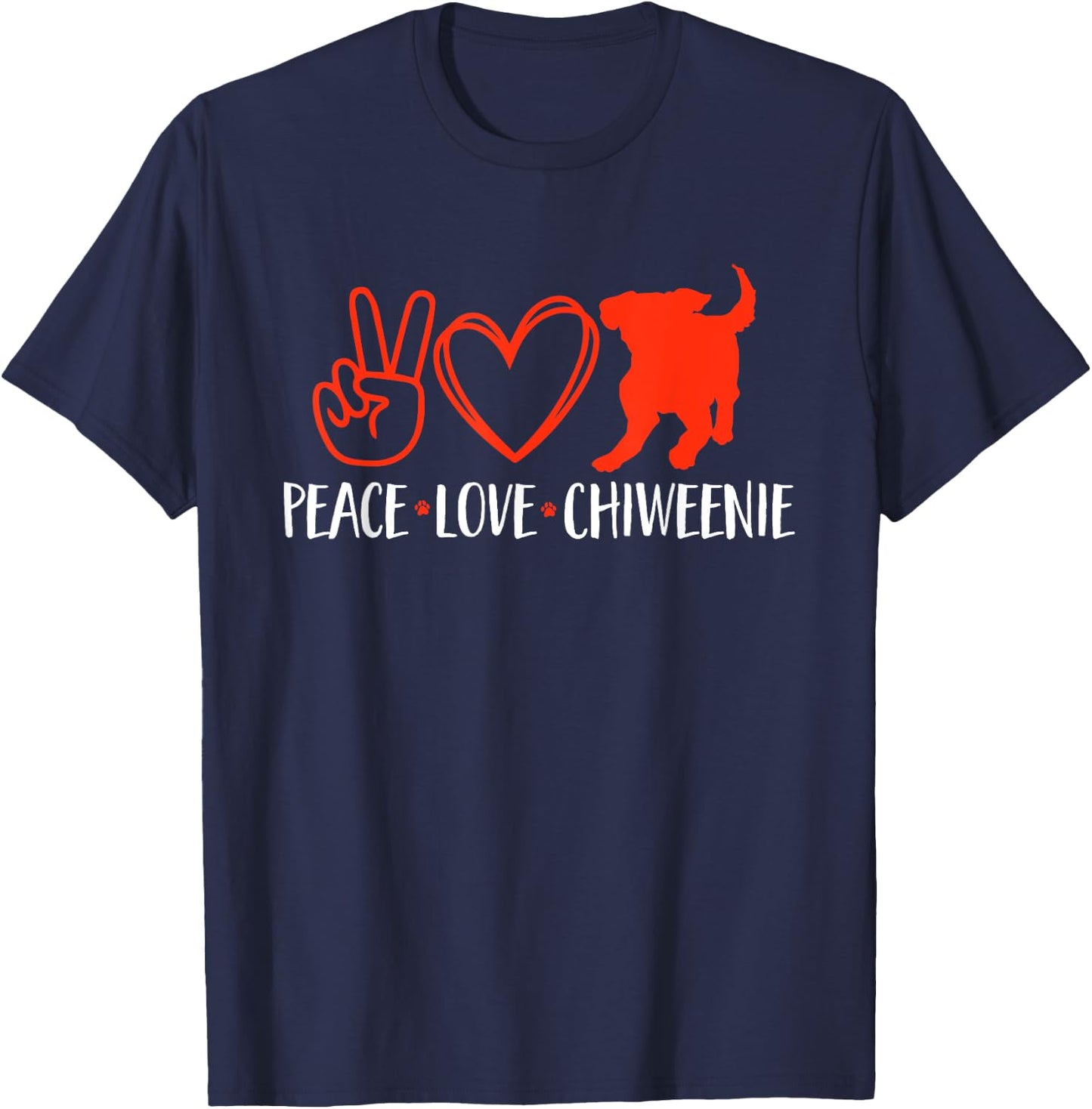 Peace Love Chiweenie Dog Owner T-Shirt - T-Shirt | Navy