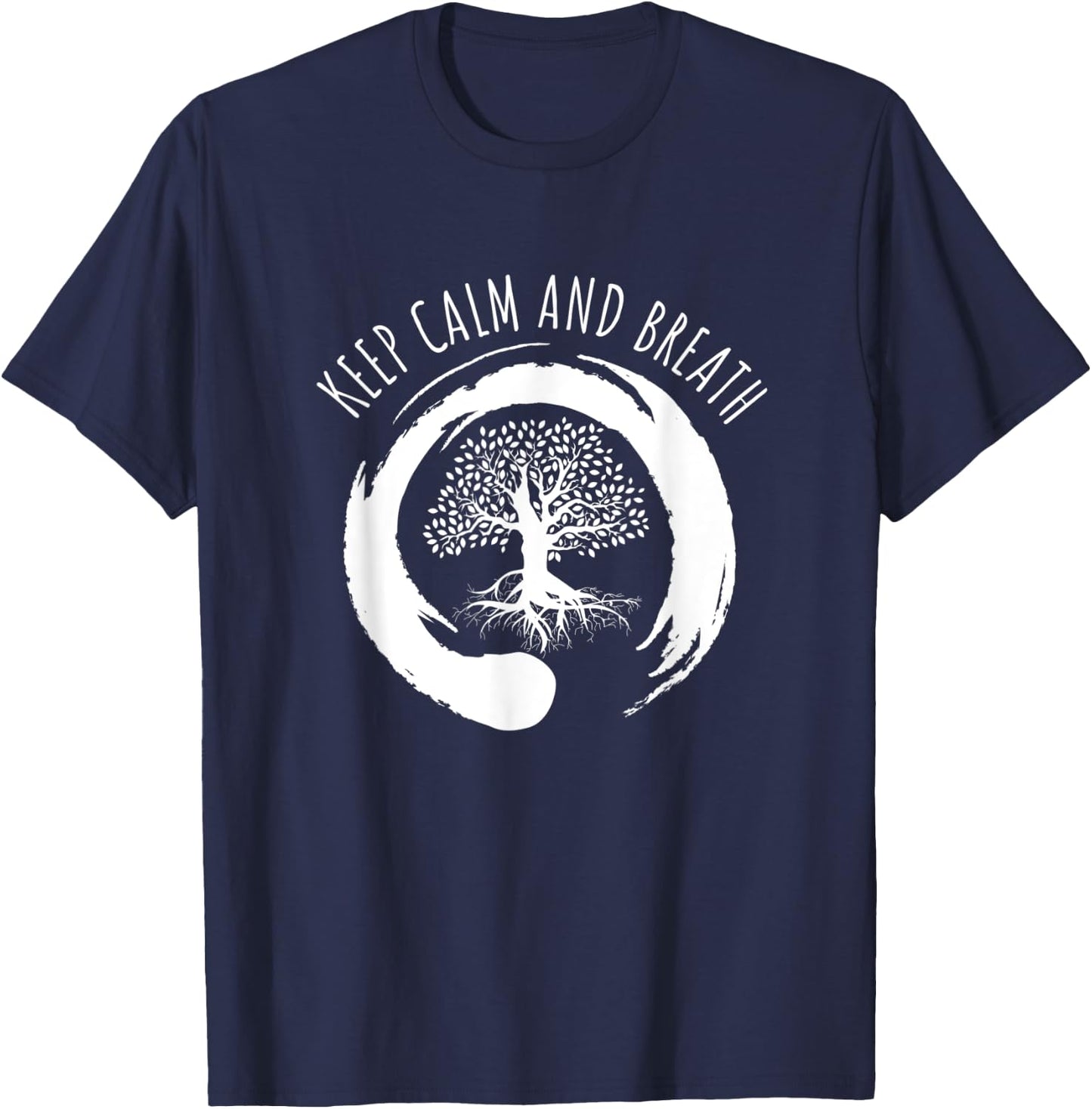 Keep Calm and Breath Meditation T-Shirt - T-Shirt | Navy