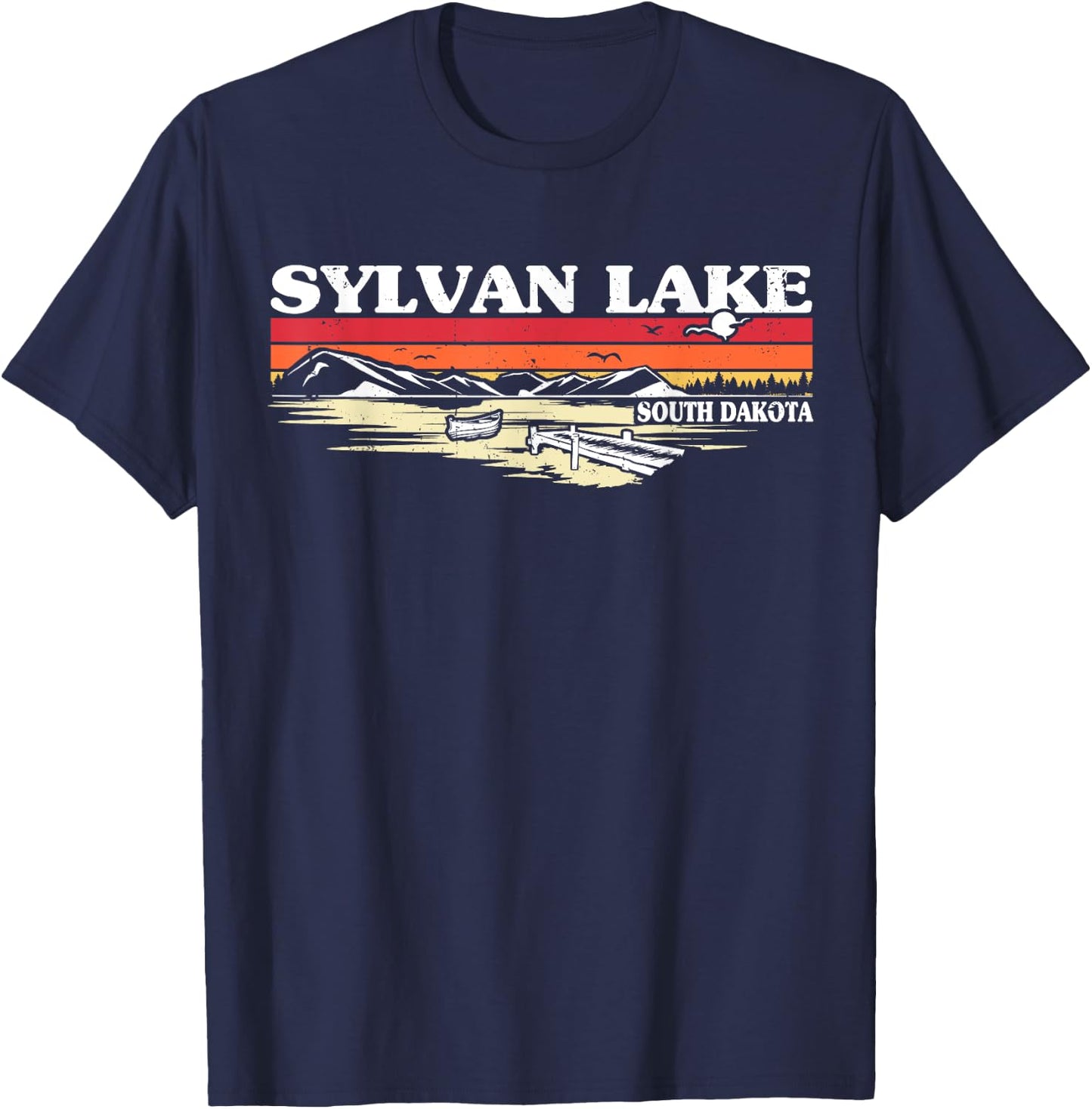 Fishing Boating Camping Lake Vacation Sylvan Lake T-Shirt - T-Shirt | Navy