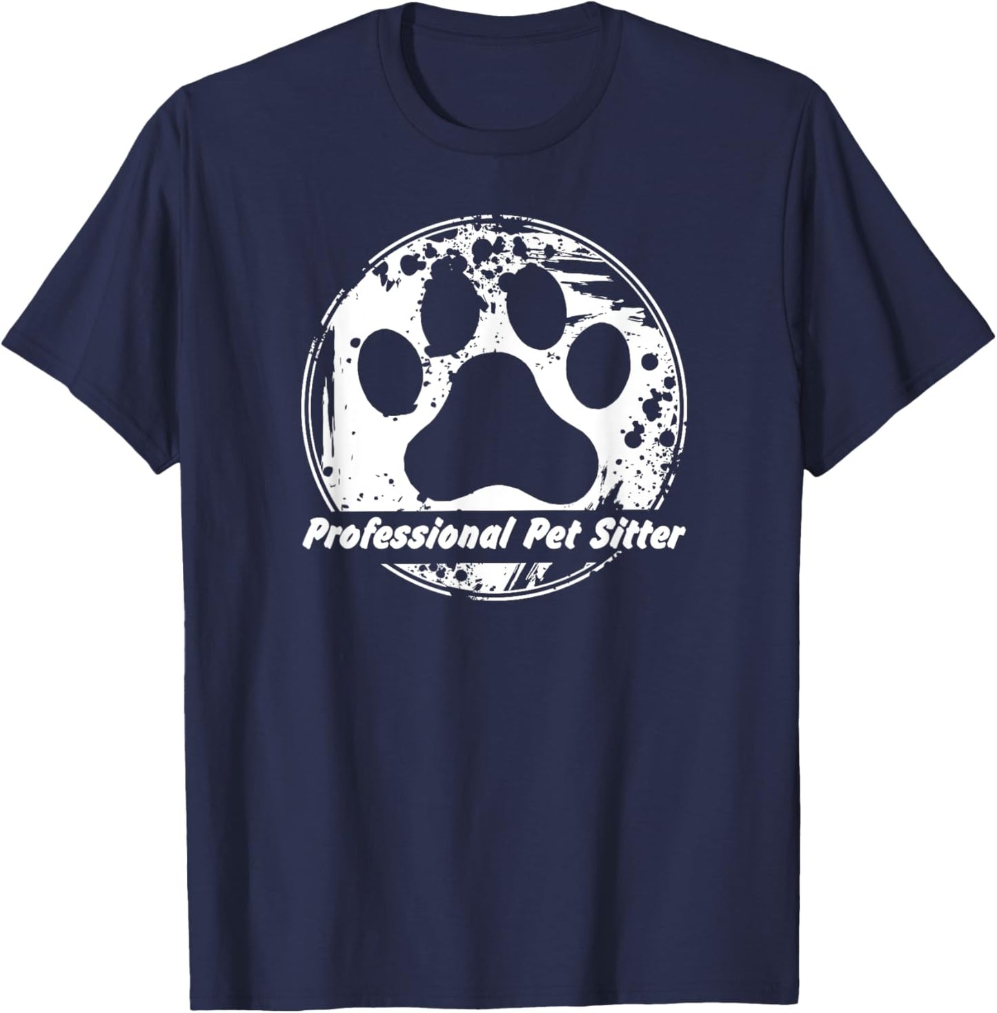 Professional Pet Sitter Grunge Paw T-Shirt - T-Shirt | Navy