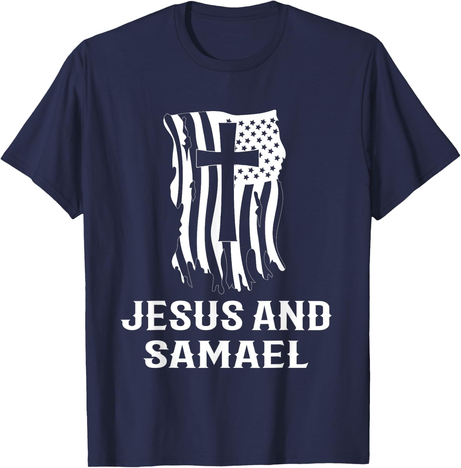 Jesus and Saint Samael the Archangel Catholic Prayer Design T-Shirt - T-Shirt | Navy