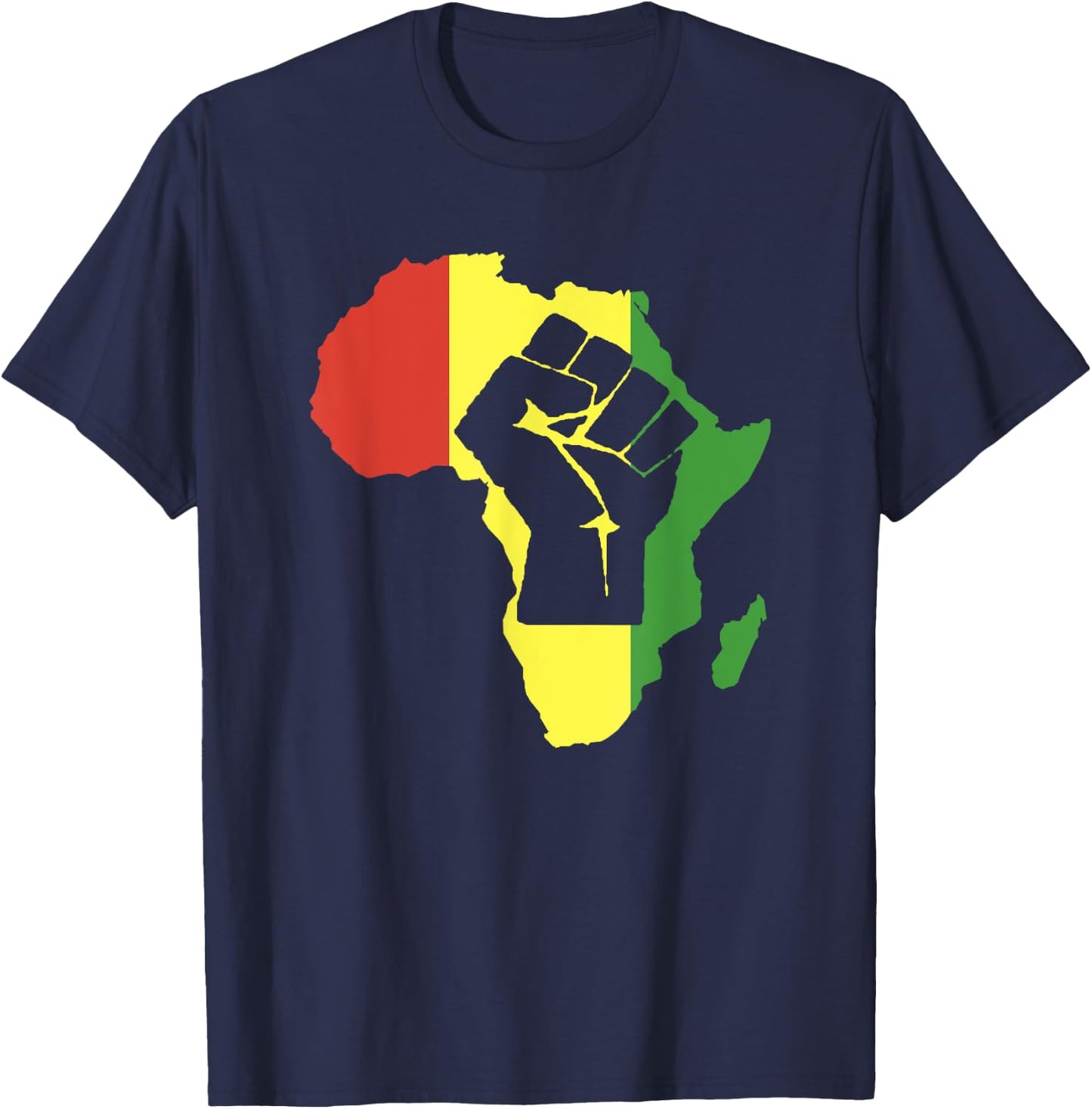 Africa Black Fist Africa Map T-Shirt - T-Shirt | Navy
