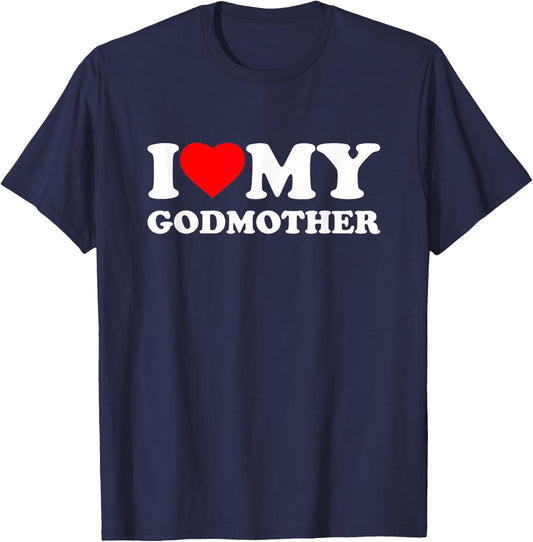 I Love My Godmother I Heart Family Grandma T-Shirt - T-Shirt | Navy