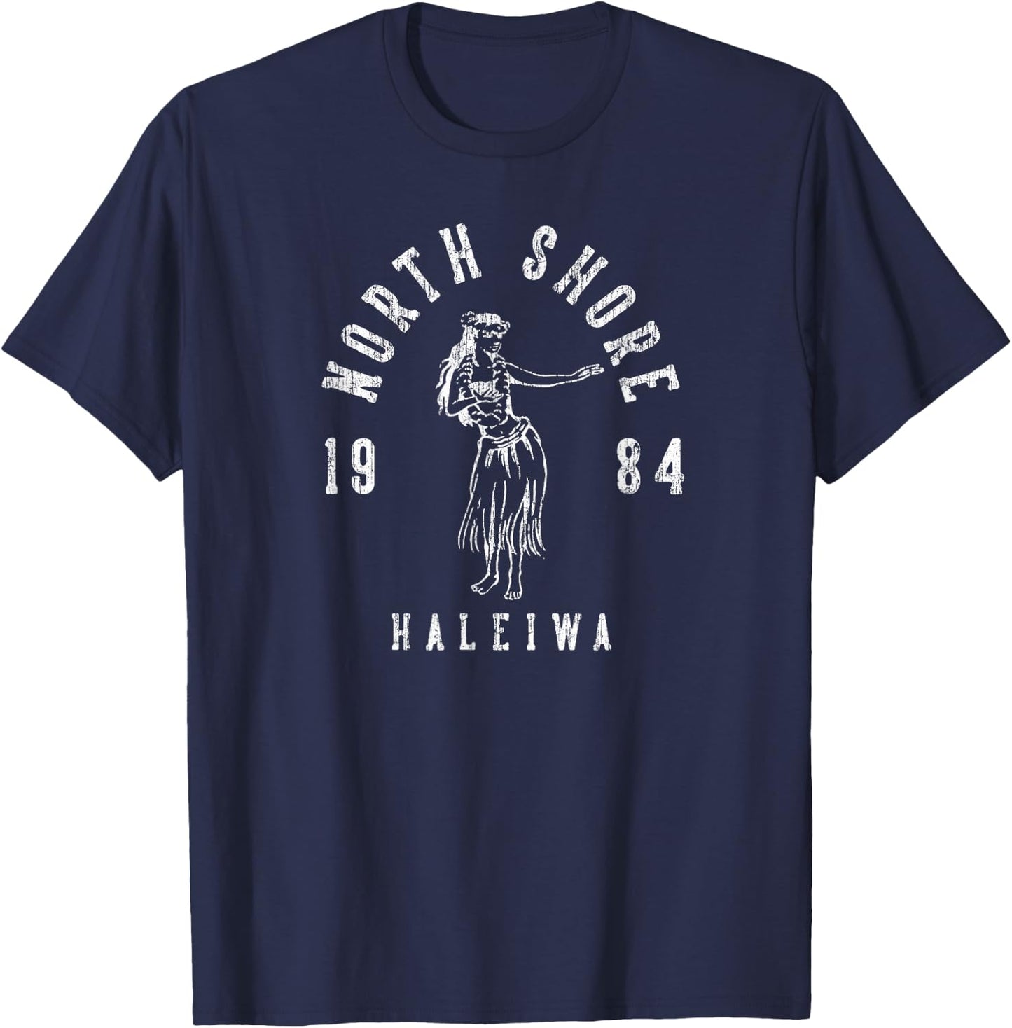 North Shore Haleiwa Hawaii Hula Vintage Style T-Shirt - T-Shirt | Navy