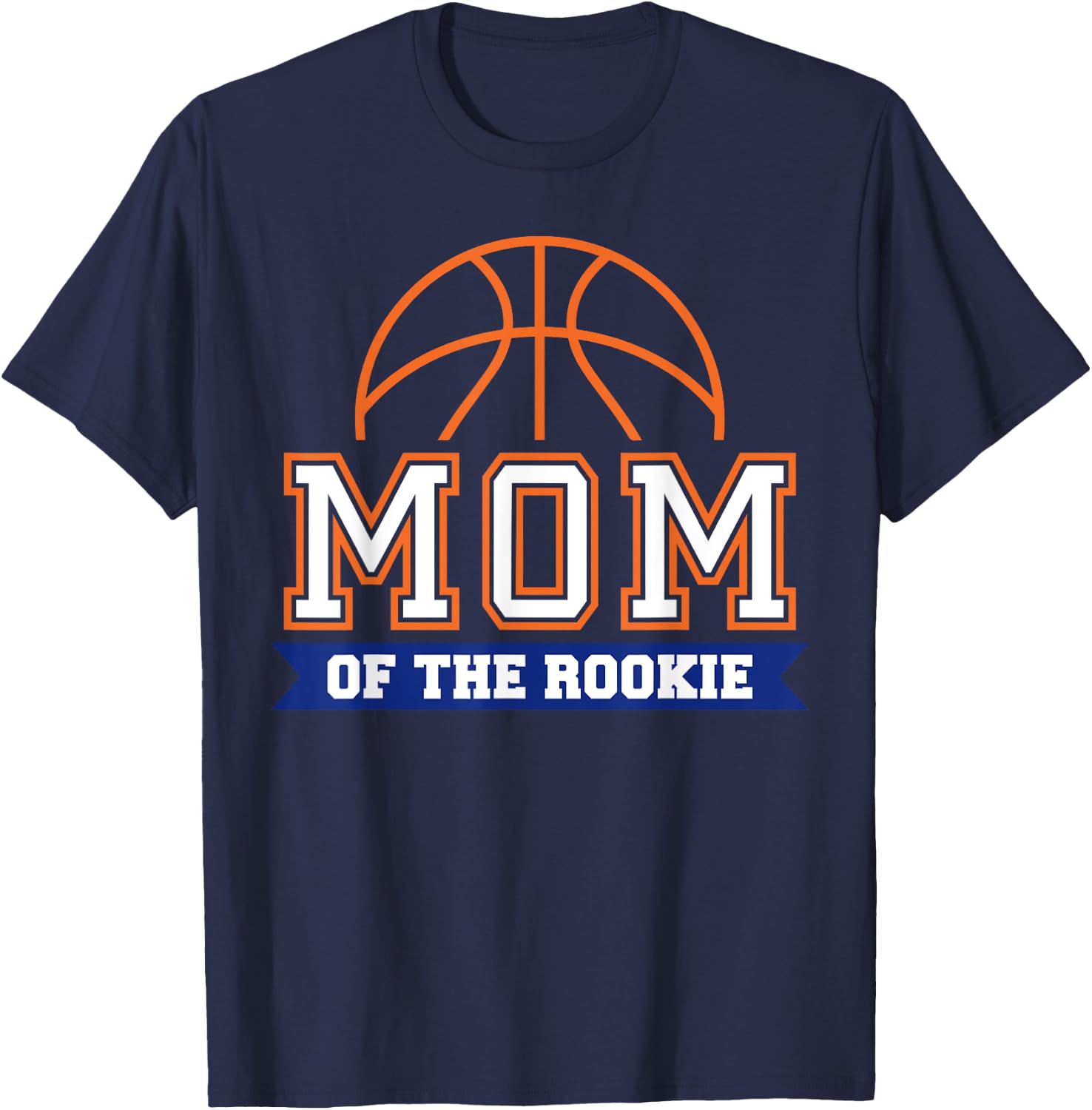 Mom of Rookie 1st Birthday Basketball Theme Matching Party T-Shirt - T-Shirt | Navy