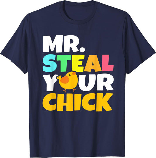 Mr Steal Your Chick Easter Chicken Boys Egg Hunting T-Shirt - T-Shirt | Navy