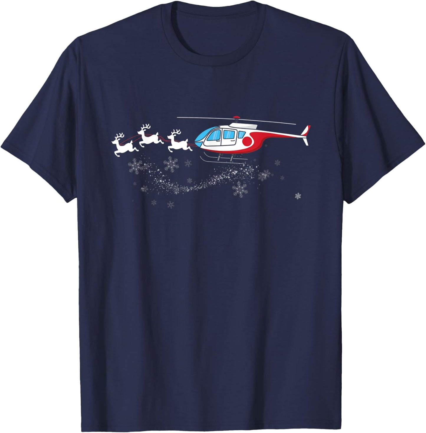 Helicopter Santa Christmas Sleigh - Funny Helicopter Xmas T-Shirt - T-Shirt | Navy