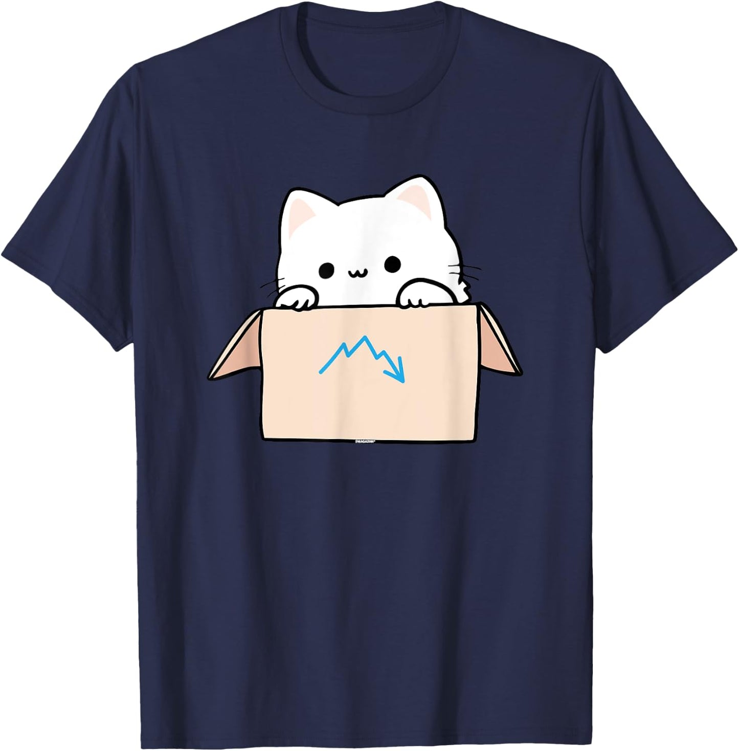 Coworker Pet Swagazon Associate Cute Cat in Cardboard Box Men Women T-Shirt - T-Shirt | Navy