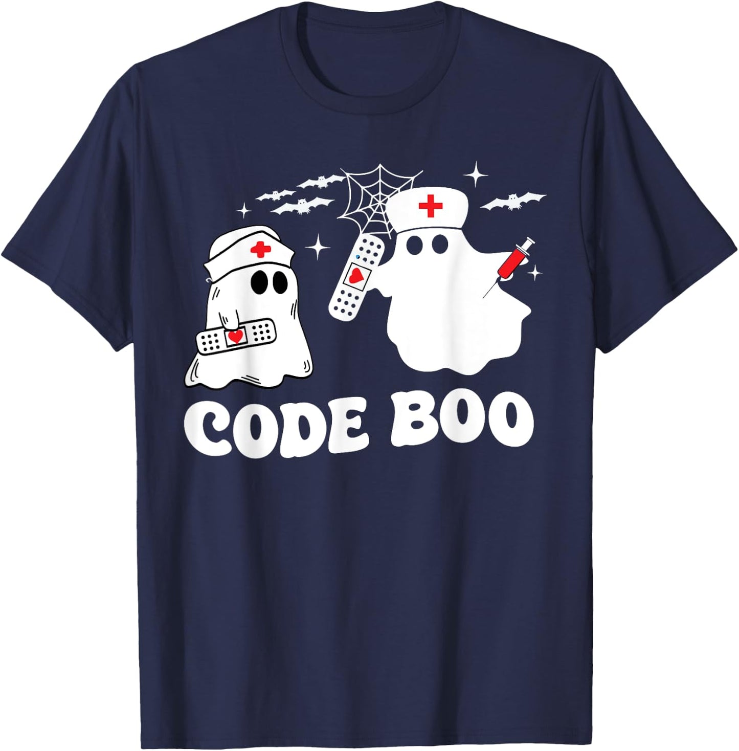 Code Boo Spooky Respiratory Therapist Halloween T-Shirt - T-Shirt | Navy