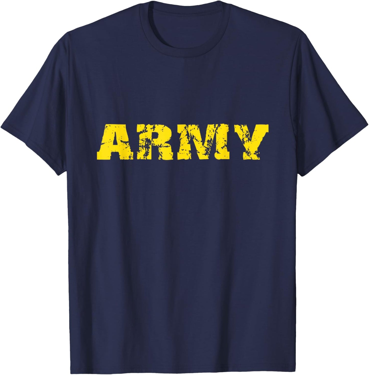 US Army Veterans Distressed Font Gold Lettering T-Shirt - T-Shirt | Navy