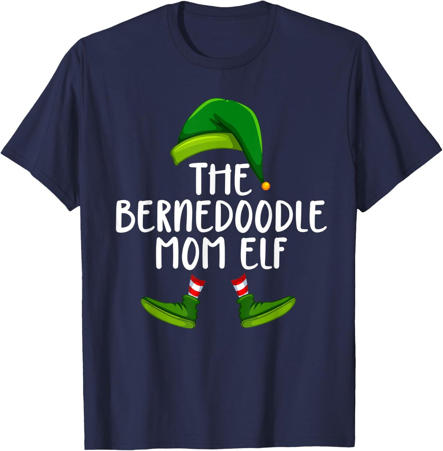 Bernedoodle Mom Dog Elf Funny Christmas Pajama X mas Women T-Shirt - T-Shirt | Navy