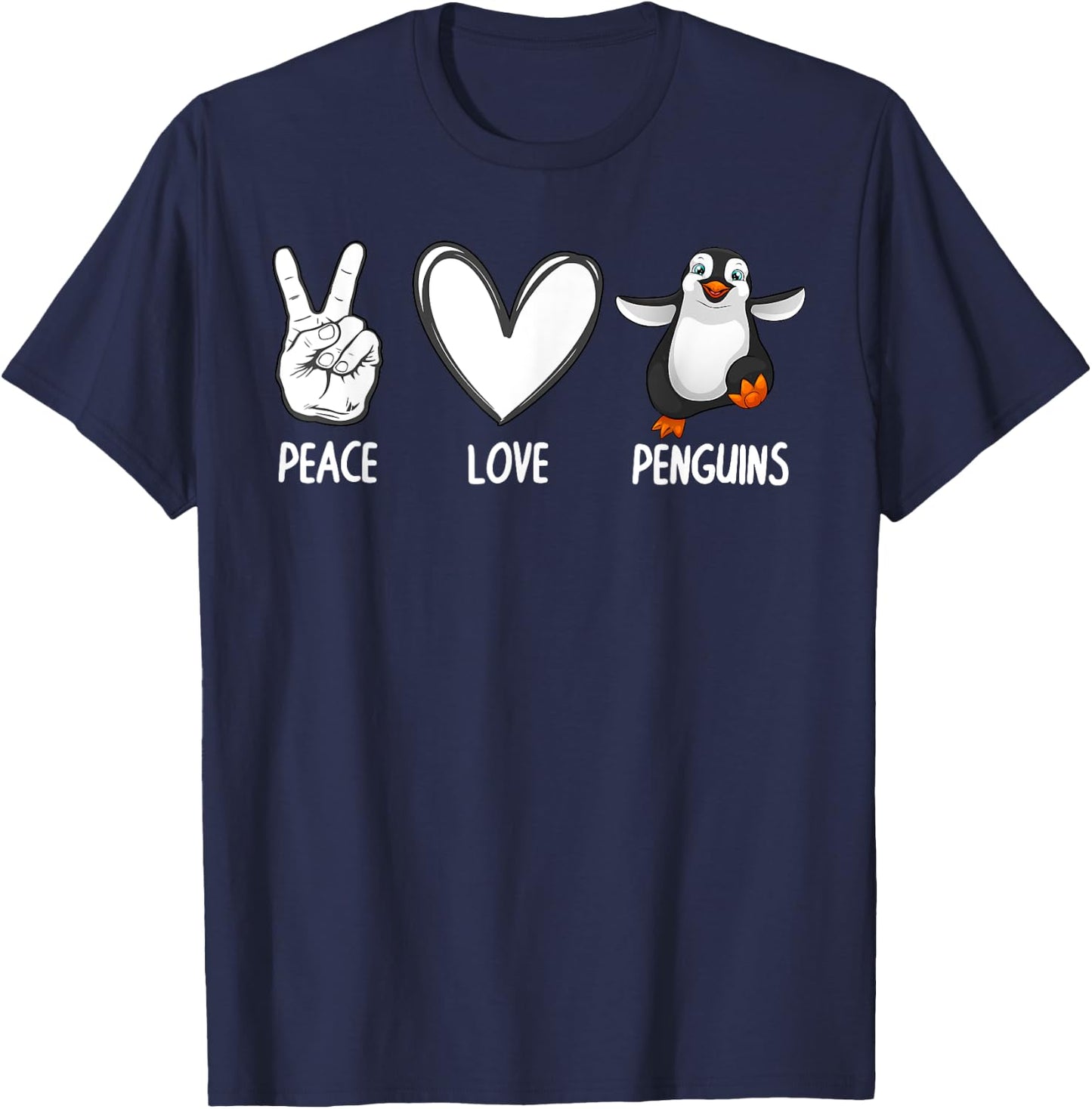Cool Penguin Art Women Peace Love Penguins Zookeeper T-Shirt - T-Shirt | Navy