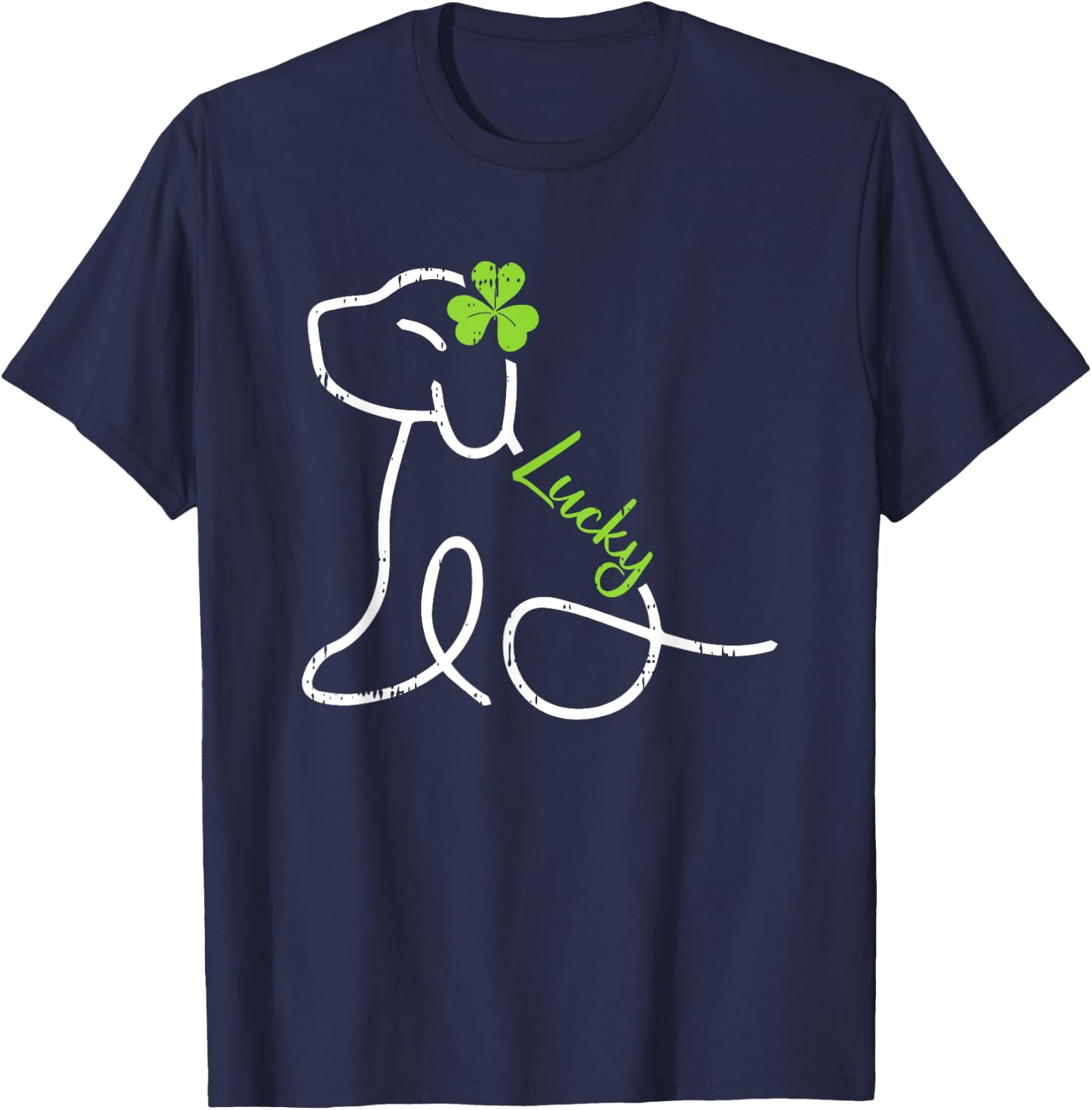 Lucky Dog St Patricks Day Cute Irish Puppy Shamrock Clover Men Women Kids T-Shirt - T-Shirt | Navy