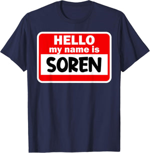 Soren Hello Hi My Name Is Name On Custom T-Shirt - T-Shirt | Navy