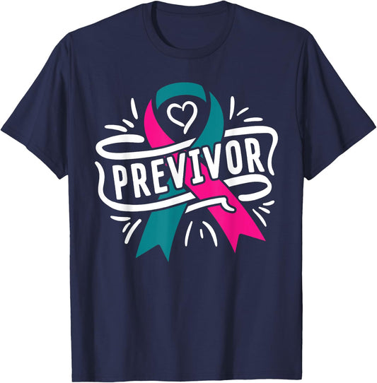 Previvor BRCA Breast Cancer Awareness Support T-Shirt - T-Shirt | Navy