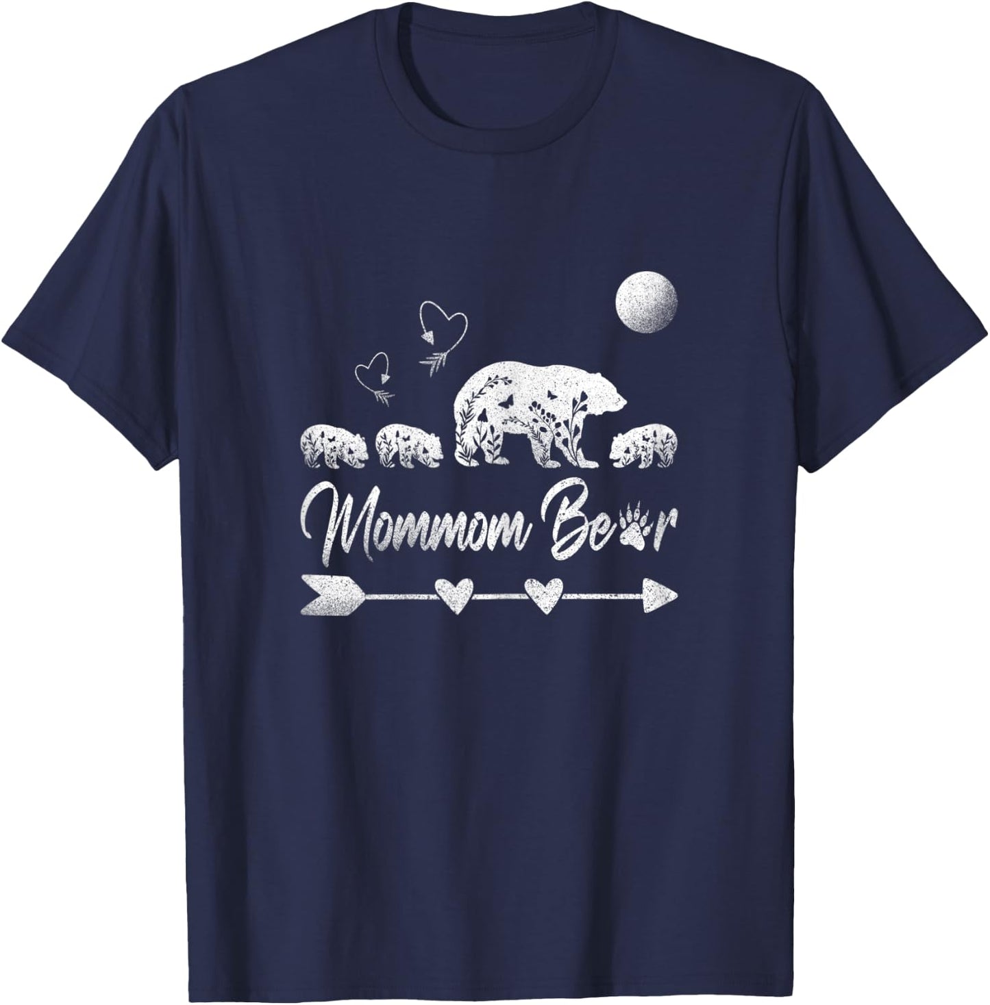 Mommom Bear With Three Bear Cubs Cute Mothers Day Boho Arrow T-Shirt - T-Shirt | Navy