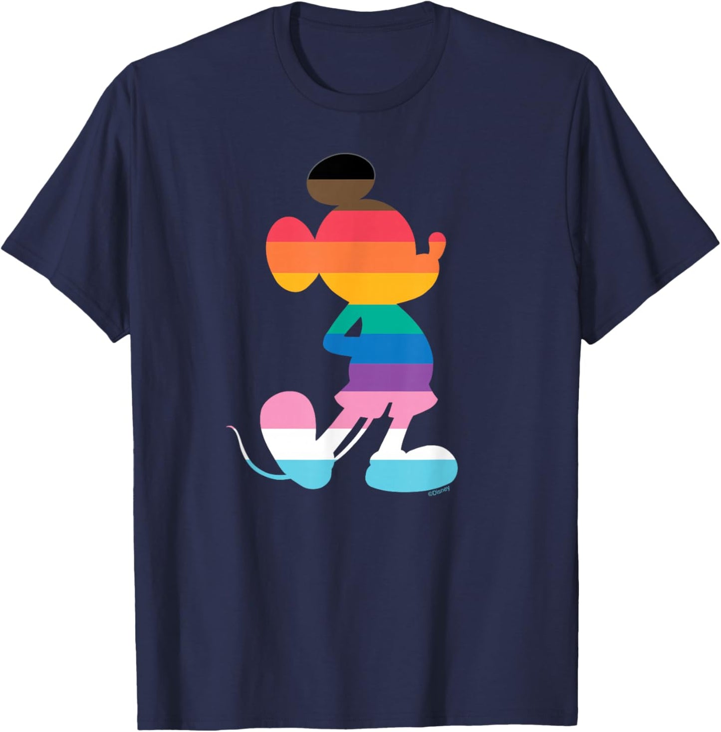 Disney Mickey Mouse Pride Inclusive Pose Rainbow Icon Fill T-Shirt - T-Shirt | Navy