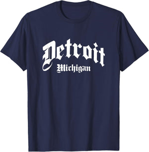Detroit - Michigan - Old School Design - Classic T-Shirt - T-Shirt | Navy